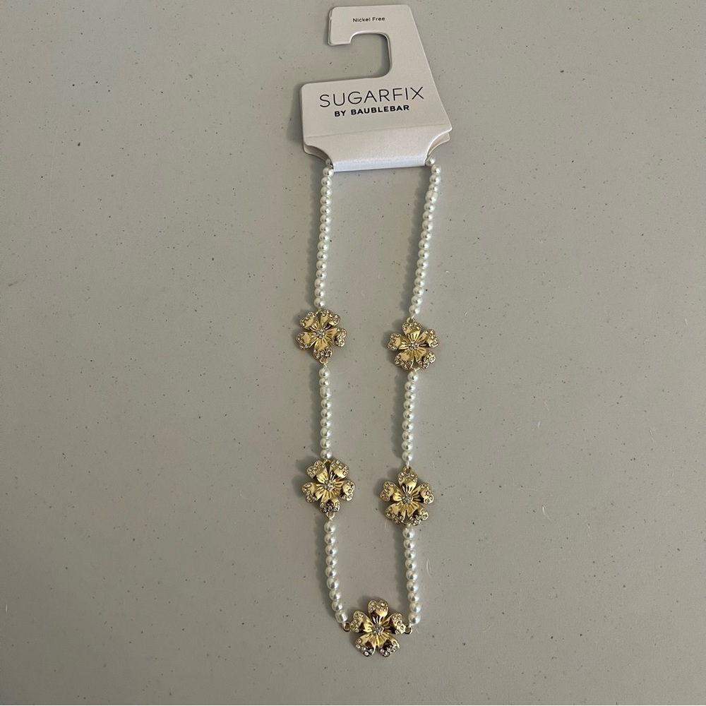 SUGARFIX by BaubleBar Gold and Pearl Butterfly Necklace - Picture 5 of 7